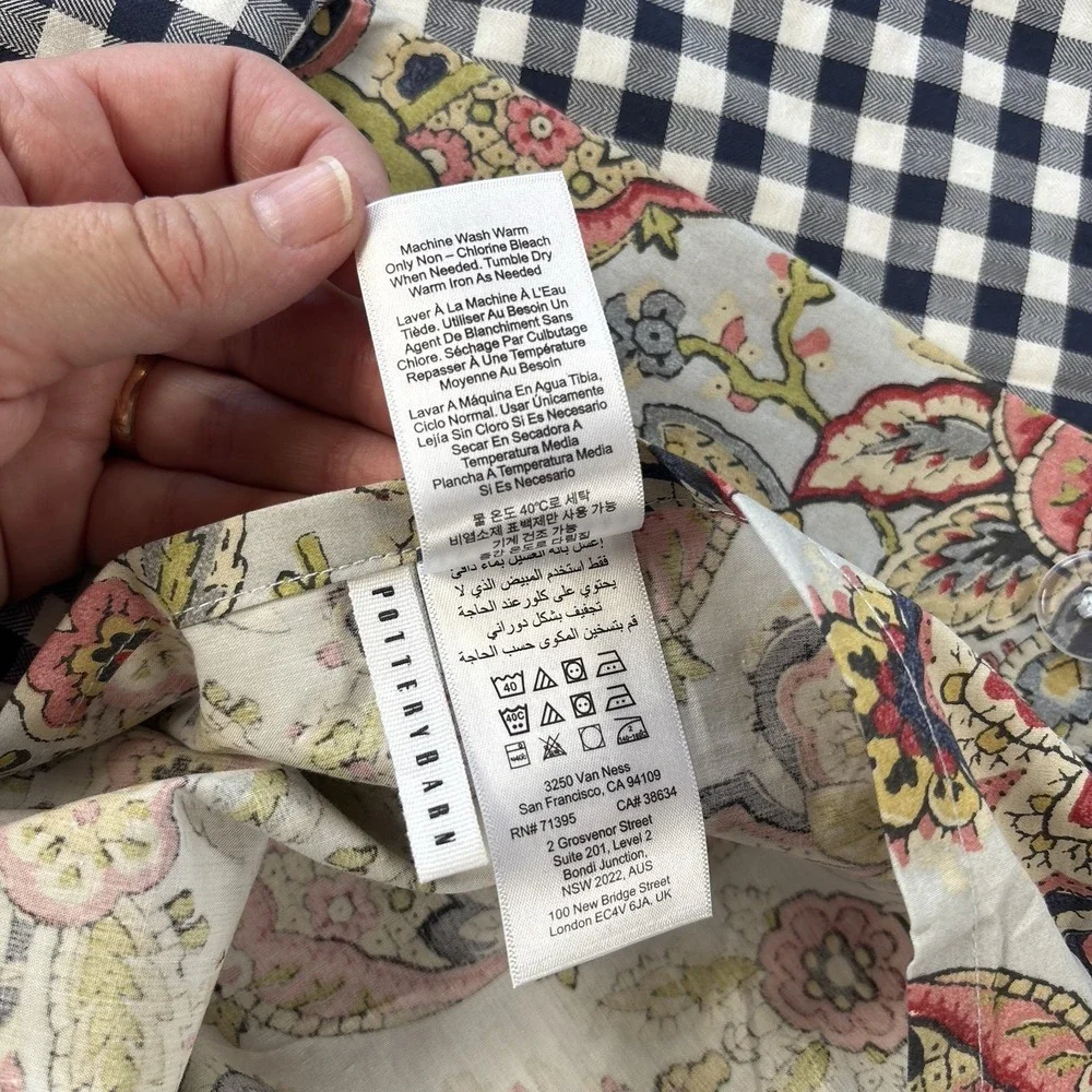 Set Of 2 Pottery Barn Florentine Paisley Shams Standard Reversible Gingham